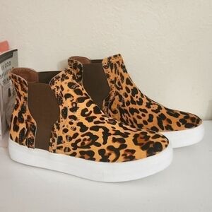 New Naughty Monkey Leopard texture Leather ankle Boots fall